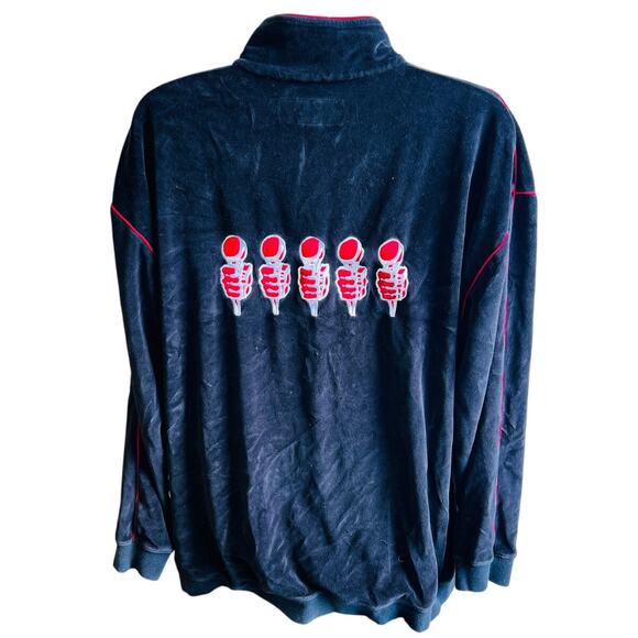 Enyce Velour Track Jacket XXL Black Red Trim Hip Hop Y2K Streetwear - Picture 3 of 4